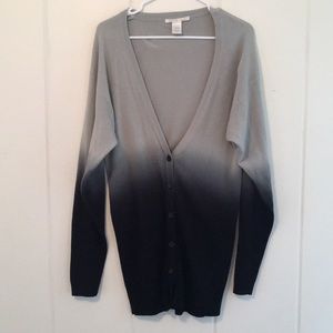 Charlotte Russe Ombre Black and Grey Cardigan L